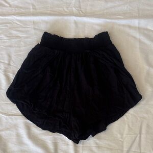 Elan Black High-Waist Smocked Band Flow Shorts